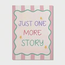 1幅复古儿童房墙面艺术海报 - 粉色和蓝色“再给我讲个故事”无框横幅帆布画 - 充满童趣的儿童房、婴儿房和客厅装饰，背面带粘胶，易于悬挂，高品质印刷，是送给父母的理想礼物 - 彩色 - 查看 12
