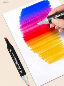 Touch Dual Tip Oil-Based Markers Set 12/80 Colors High Pigment Waterproof Back To School Student Art Supplies With Portable Bag