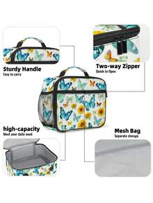 Butterfly Girls Lunch Box, Butterflies Pattern Lunch Bag Rainbow Lunch Bag For Girls, Adolescent Lunch Bag,Holiday Gift,Reusable Portable Lunchbox To School Work Office Travel Picnic Hiking Beach - one-size - View 9