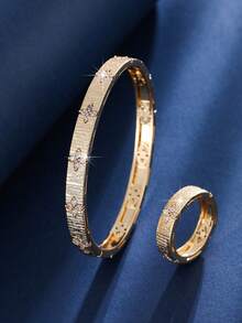 Vòng tay hoa bốn lá họa tiết cổ điển, Phụ kiện trang sức thanh lịch dành cho nữ, Hoàn hảo để đeo hàng ngày và dự tiệc, Quà tặng lý tưởng - Nhiều màu - Xem 3