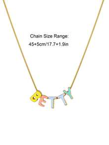 Customized Cute 3D Enamel Bubble Letter DIY Sliding Necklace, Uppercase Letter A-Z Personalized Engraved Oil Drop Letter Pendant, Minimalist Birthday Wedding Engagement Jewelry Valentine's Day Gift - Gold - View 5