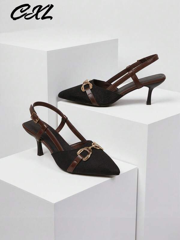 أحذية نسائية ذات كعب عالي وأصبع قدم مدبب مع إبزيم، تطريز زهري رجعي وأشرطة خلفية، أحذية رسمية مريحة للنساء