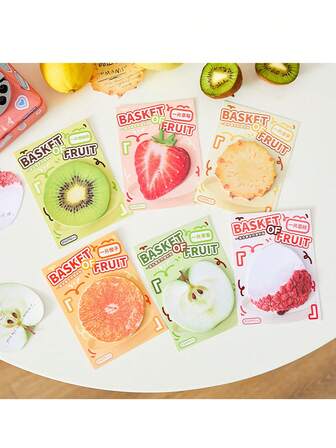 1 pieza, Notas adhesivas con frutas simuladas lindas, pegatinas de mensaje, cuadernos, pegatinas reutilizables, creación de escenarios, manual DIY, notas de mensaje y papel adhesivo, papel de notas de estudiante de dibujos animados lindo
