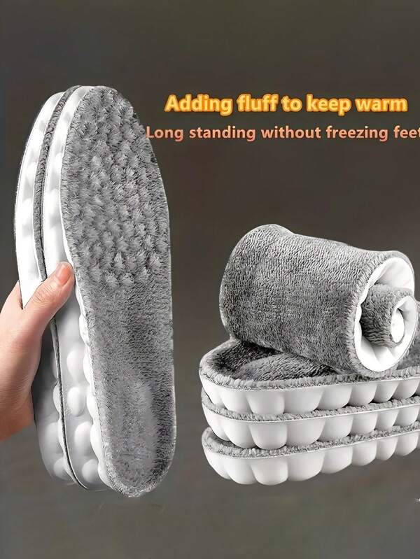 Palmilhas de inverno macias e felpudas para homens e mulheres - Almofadas térmicas espessas para calçados, material de esponja macia, design ergonômico para botas de neve, caminhadas e corrida - Conforto em clima frio e aderência aprimorada, equipamento para esportes de inverno, calçado aconchegante, construção durável, entusiastas de atividades ao ar livre, itens essenciais para caminhadas, ajuste confortável, material de alta qualidade, estilo de vida, palmilha para basquete, palmilha para calçados masculinos/femininos, palmilha de PU, almofada para calçados, inserções para calçados
