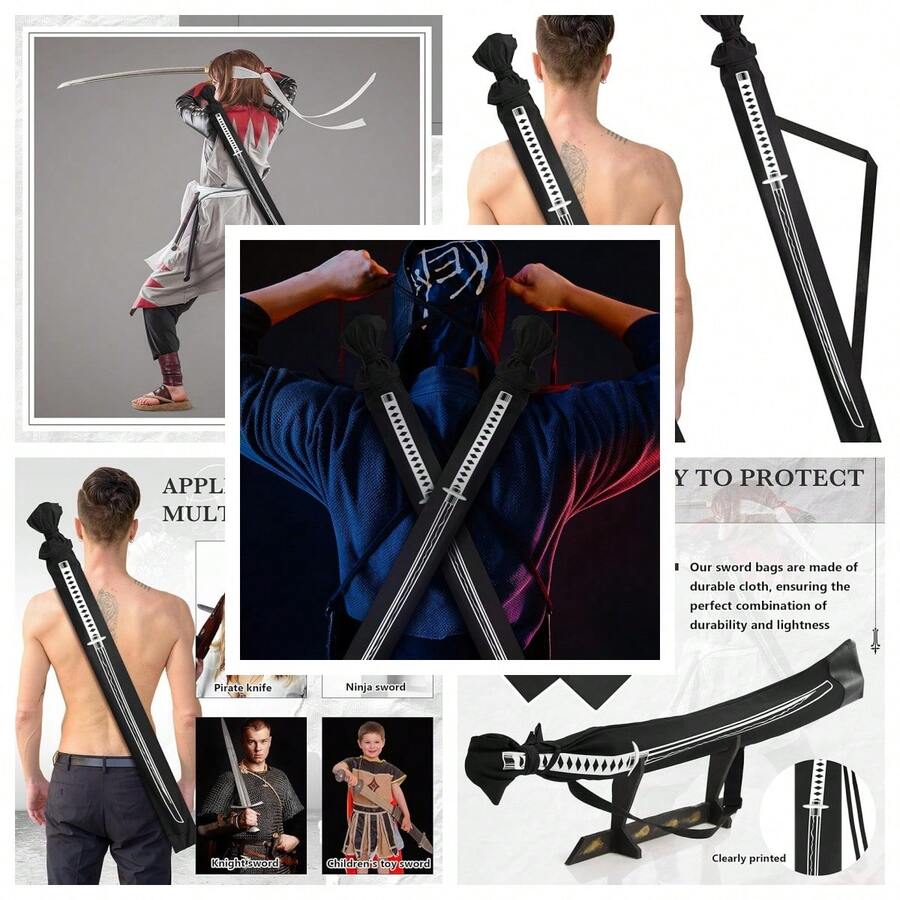 Patelai Sword Bag Katana Carrying Bag Black  Sword Sheath Halloween Cosplay Carrying Case Martial Arts Back Strap Holder For Samurai Cosplay Halloween Party - Stylish - View 1