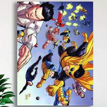 Framed Anime Invincible Superhero Canvas Wall Art Vibrant Action-Packed Scene Poster, High-Quality Canvas Print For Bedroom, Garage, Hallway Decor - Perfect Gift For Comic Fans & Enthusiasts, Dynamic Illustration, Vivid Color Artwork For Bedroom, Bathroom, Kitchen, Office, Cafe Wall Decor, Room Decor. - Đóng khung - Xem 1
