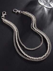 1pc Fashion Casual Metal Ball Chain Splice Men's Jeans Chain, Multi-Layer Stacking Men's Belt Accessory, Suitable For Daily Wear, Gift For Boyfriend On Holidays, Birthday, Anniversary