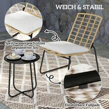 Outsunny Rattan Garden Furniture Set, Balcony Furniture Set For 2 People, 3-Piece Outdoor Seating Group With 2 Stackable Chairs, Table Cushions, Weatherproof Garden Lounge For Patio And Balcony, Beige And Brown - 1 - View 7
