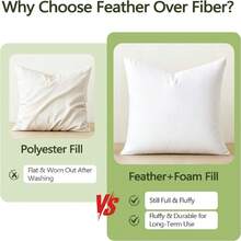 2 Pack Natural Feather Down Throw Pillow Inserts, Couch Cushion, Sham Stuffer,  Square Polyester White Decorative Pillows For Couch Bed Sofa Patio Furniture-14*22in/20*20in/22*22in/24*24in - 白色 - 查看 6