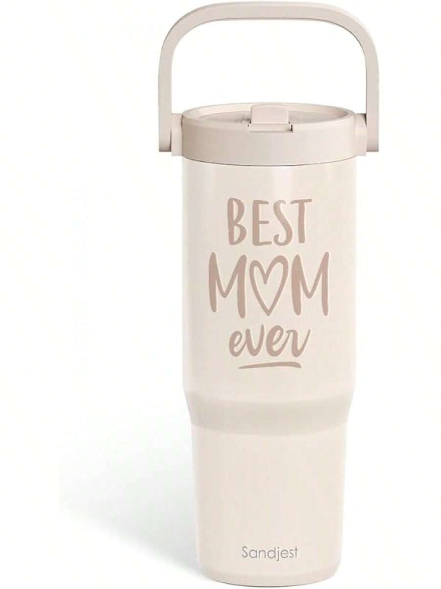 Pink Bow Stainless Steel Straw Lid Tumbler 30oz With Carry Handle For Women Girls, Insulated Travel Coffee Cup, Gift For Sports Outdoor Workout Christmas Birthday - 媽媽 1 - 查看 1