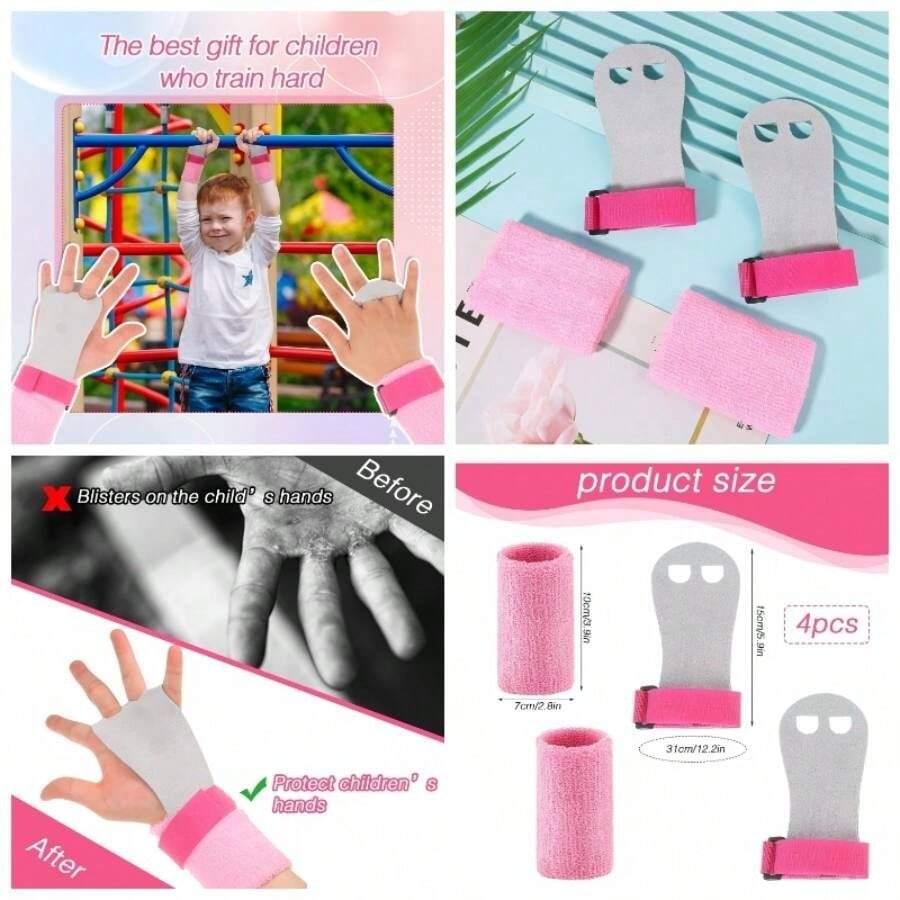 Muequeras de Gimnasia para Jvenes, Juego de 2 Pulseras Deportivas para Gimnasia Proteccin de la Palma y Soporte de Mueca Accesorios Deportivos para Entrenamiento y Ejercicio - CH + negro - Ver 1