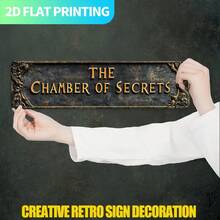 2D Flat, 1pc, Retro"THE CHAMBER OF SECRETS" Metal Sign, Aluminum Decorative Wall Sign, 15.7x3.9 Inches, Pre-Drilled, Easy To Hang - Perfect For Home Decoration, Kitchens, Farmhouses, Porches, Gothic Wall Decoration.Unique Gifts For Friends And Famil, Kitchen Decor, Porch Decoration, Rustic Decor, Vintage Sign, Lightweight Decor, Handcrafted Look, Statement Piece, Flat Sign, Vintage Collectors, Farmhouse Lovers, 2D Flat - 彩色 - 查看 7