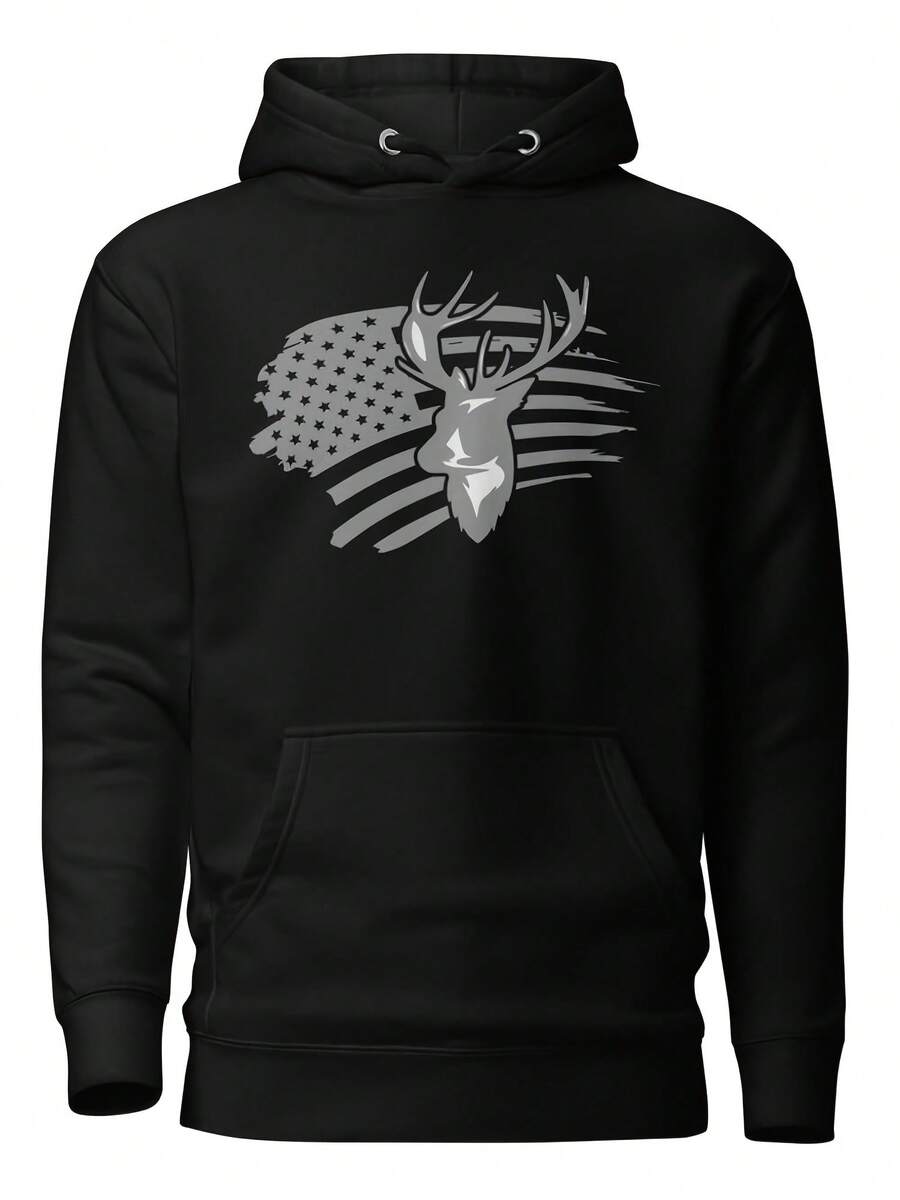 Deer With An Flag Uni Hoodie,Autumn/Winter Hoodie Autumn Set - 款式23 - 查看 1