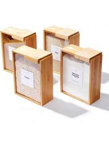 1pc Wooden Food Storage Containers, Pantry Organization, Acrylic Kitchen Canisters, Grain Storage, Dry Food Containers, Kitchen Storage Jars, Rice Storage Container, Flour Storage Container, Pantry Storage Bins, Clear Acrylic Bins, Wooden Organization, Kitchen Essentials, Modern Farmhouse Pantry, Bulk Food Storage, Meal Prep Containers, Hermetic Food Keeper, Kitchen Countertop Storage, Transparent Food Bins, Household Organization, Kitchen Gadgets,Protein Powder Storage, Coffee Storage - trong suốt - Xem 3