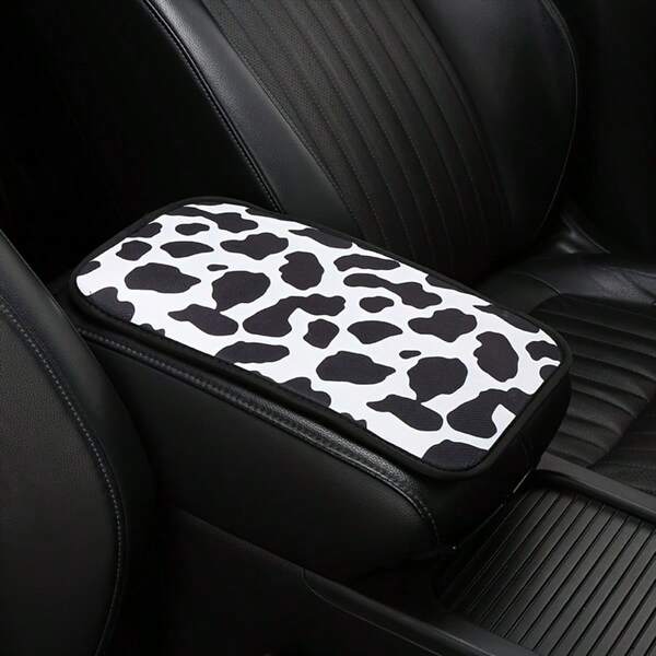 Cow Print Fabric Sponge Central Armrest Pad
