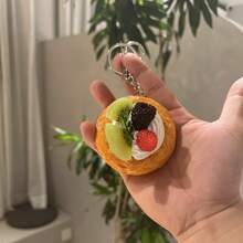 Looks So Real Imitation Egg Tart Key Chains Creative Fruit Food Keychain For Women Bag Pendant Novelty Funny Scene Decor Party Gift Fake Food Dessert