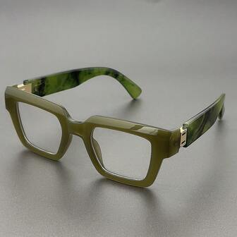 1 副男女通用时尚无度数眼镜，大理石纹金属装饰，适合日常佩戴