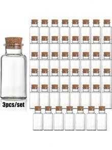 Small Glass Bottles With Cork Stopper ,25ML Mini Message Bottles, DIY Decoration Wishing Bottles For Wedding Thanksgiving Halloween Christmas,Stopper Glass Bottle For Drifting, Wishing, Candy Storage, Crystal & Gravel Decoration, Round Glass Vials, For Art Crafts, Wedding Party Favors, Home Decor - Multicolor - View 11