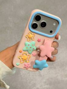 Pulsera de silicona 3D con estrellas de colores tipo dopamina compatible con Apple 17 Pro Max, 16, 15 Pro, 14, 13 Pro, 12 Pro Max, funda de teléfono de cobertura total - Multicolor - Ver 5