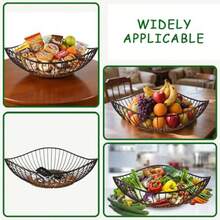 WaveShaped Metal Wire Fruit Basket Kitchen Metal Wire Fruit And Vegetable Drain Basket Sturdy And Durable Not Easy To Break Used To Store Bread Snacks Seasoning Bottles Toiletries - Brown - View 4
