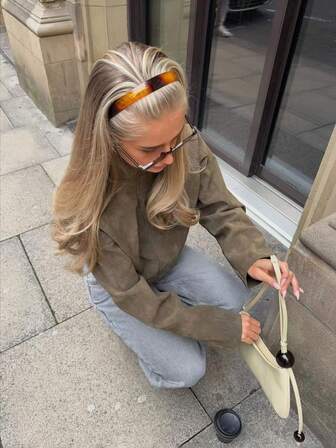 1条玳瑁纹发带，女士款 - Y2K 秋季发饰，复古丝绒细发带，波西米亚风办公室及约会之夜发带