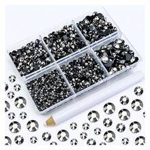 4500PCS Resin Flatback Rhinestone, 2mm 3mm 4mm 5mm 6mm Jet Hematite Flatback Rhinestones For Tumblers, Nails Art, Mugs, Bottles, Craft Dration, Loose Bling Glitter Gem Stone - 多色129 - 查看 1