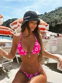 PEPPERMOLLY Bộ bikini hai mảnh màu hồng đậm bán chạy nhất mùa Xuân/Hè 2026, gồm áo và quần tam giác, kiểu dáng gợi cảm và tôn dáng, thích hợp cho kỳ nghỉ biển và tiệc bể bơi của phụ nữ. - Hồng đậm - Xem 8