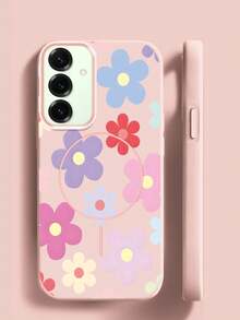 Custodia morbida per Samsung Galaxy S24+, S25+, S24 Plus, S24FE, S25 Plus, S25 Ultra, S25 Edge – custodia magnetica opaca con motivo floreale, custodia protettiva antiurto in TPU - nero - Visualizzare 5