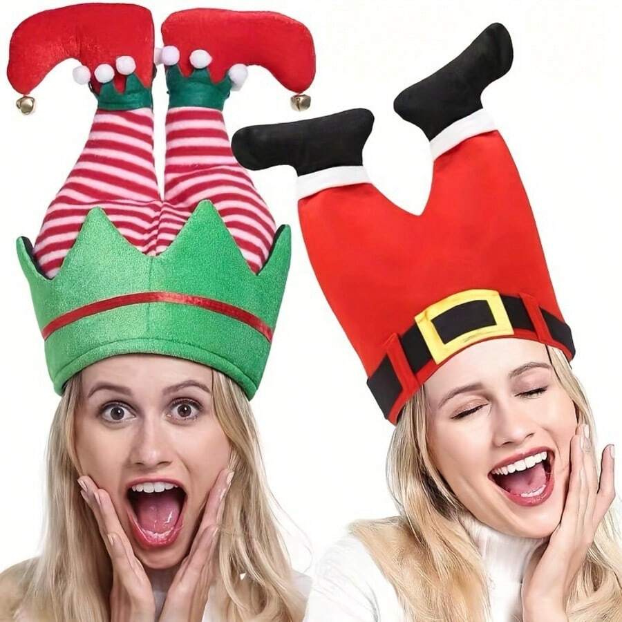 1pc Christmas Decoration Party Santa Hat Elf Clown Leggings Hat Christmas Tree - Multicolor - View 1
