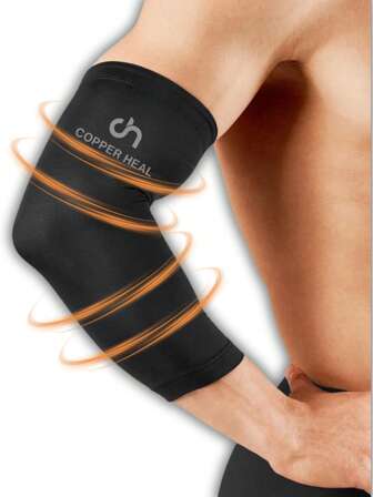 COPPER HEAL Funda de Compresión de Cobre de CODO - Manga Codo recuperación médica contenido más alta infundida Codera Soporte rígido Dolor músculos articulaciones Tendonitis Brazo canasta tenis