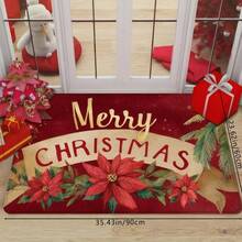 1pc Traditional Floral Doormat - Soft, Absorbent, Non-Slip PVC Welcome With Merry Design, Washable, Indoor/Outdoor Use, Decorations - 彩色 - 查看 5