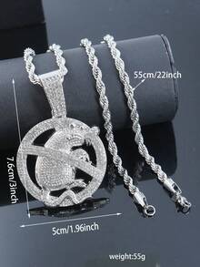 1 mặt dây chuyền hình động vật bằng hợp kim đính đá toàn bộ kèm vòng cổ xích bện 22 inch, phụ kiện Hip Hop thời trang dành cho cả nam và nữ - mặt dây chuyền động vật - Xem 25