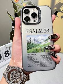 Bible Verse Psalm 23 Pattern Phone Case For IPhone X/XS/XR/7/8/11/12/13/14/15/16/17 Christian Religious Aesthetic Protective Cover - Màu tím - Xem 3