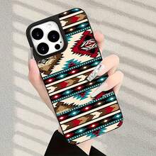 Una colorida funda para teléfono con estampados tribales, compatible con , , OPPO,  17,  16,  16 ProMax,  15,  15 ProMax,  14,  13,  12 y  11 Pro. Fabricada en TPU, ofrece protección a prueba de golpes. Regalo ideal para familiares, amigos, niños, cumpleaños, Halloween, Navidad, novios y San Valentín. - Negro - Ver 5