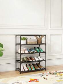 带扶手的黑色金属鞋架，改善空间，简约防尘，坚固，时尚，易于组装和拆卸，便携，适用于客厅、卧室、玄关、办公室、家庭、多层存储、节日礼物、儿童礼物 - 彩色 - 查看 14