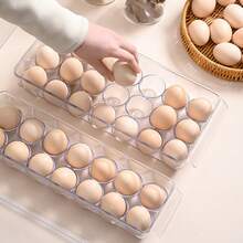 1pc Multi-Size PET Egg Storage Rack, 24/21/14/12 Slots Transparent Refrigerator Egg Organizer, Stackable Egg Protection Container, Suitable For Pantry, Fridge, Kitchen - Clear - View 6