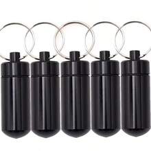 Conjunto de 6 porta-comprimidos de chaveiro, porta-comprimidos portátil, porta-comprimidos de alumínio impermeável, pequeno porta-comprimidos para viagens e acampamentos ao ar livre.