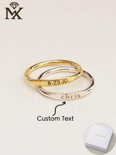 1pc Customized Personalized Ring, Suitable For Men And Women, Perfect As Anniversary Gift. Laser Engraved With Your Name Or Birth Date, Ideal For Birthday, Mother's Day, Father's Day, Valentine's Day And Christmas.