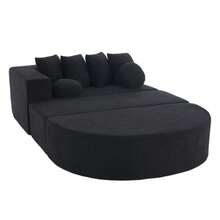 Fully Compressed, Boneless Sofa, Living Room/Bedroom With Segmented Cloud Sofa, Modern Modular Sofa, No Assembly Required, Comfortable And Skin-Friendly Chenille Fabric - Black - View 12