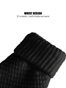 3pcs/Set Knitted Hat, Gloves & Earflap Set, Winter Warm Thermal Lined Windproof Cycling Cap & Gloves Set For Men Winter Clothing