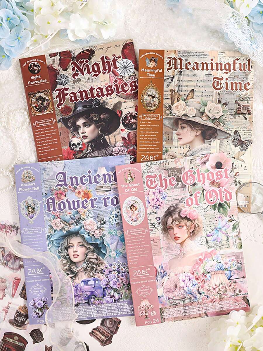 复古梦想系列贴纸簿 - 24 张装饰纸，适用于剪贴簿、日记、DIY 手工艺品 - 怀旧贴纸，可用于装饰相册、笔记本电脑、手机壳和笔记本 - 返校季和手工项目的理想礼物