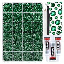 25000PCS Green Resin Flatback Rhinestones For Crafts Tumblers Shoes Celebration Makeup Dration, Emerald Flatback Gems For Graduation Cap Bling, Bedazzling Crystals With B7000 Glue - 多色116 - 查看 1