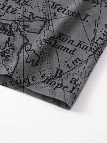 Plus Size Men's Anchor & Nautical Map Print Round Neck Short Sleeve T-Shirt - Black - View 5