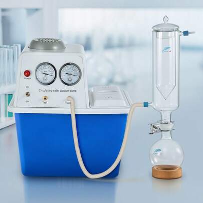 Lab Bomba de vacío de circulación de agua multiusos, 15 L, con 2 grifos de salida de gas, bomba de vacío inoxidable 180 W 110 V, equipo de química de laboratorio de bomba anticorrosión
