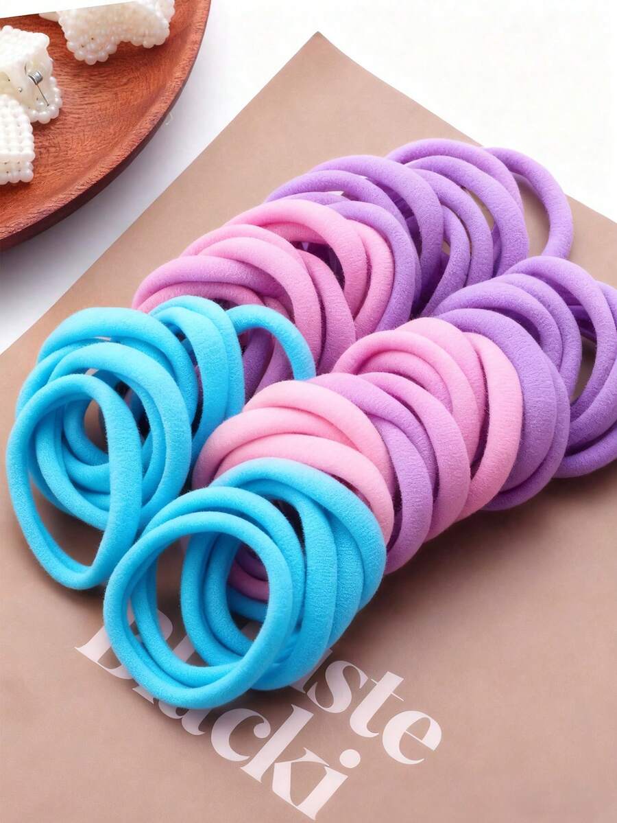 50pcs Minimalist & Practical Hair Scrunchies, Daily Home Hair Accessories Suitable For Girls Back To School Season - Multicolor - View 1