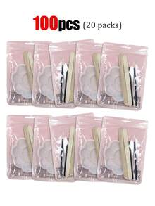 100pcs (20 Packs). Nail Tool Set, Pigment Palette, Color Bar, Disposable Brush, Professional Pigment Mixing. Nail Oil Glue Watercolor Color Mixing And Blending Multifunctional Nail Salon Tool, Disposable Nail Paint Color Palette Tool. - Multicolor - View 7