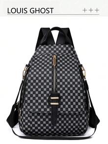 Mochila clásica en blanco y negro | Los destellos de la cadena dorada resaltan el desbloqueo de la elegante estética del transporte urbano multifuncional. El Body de la bolsa negra pura está cubierto con una delicada textura oscura. - Multicolor - Ver 14