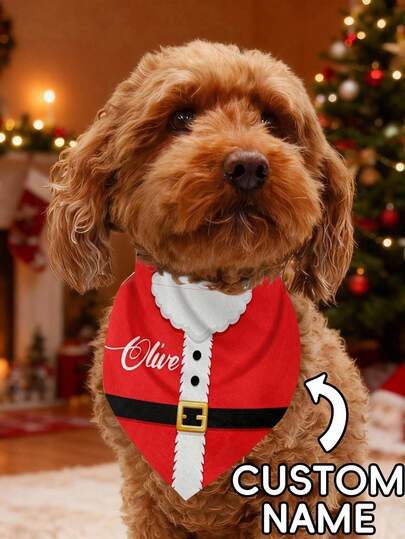 1 pieza Pañuelo personalizado de Navidad para mascotas - 1 pieza de babero triangular de poliéster para mascotas, diseño de cuadros vintage, disponible en múltiples estilos, adecuado para razas de perros pequeños, medianos y grandes - Bufanda navideña para perros, bufanda para gatos, pañuelo para mascotas