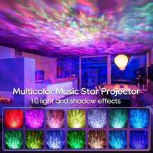 Projector Galaxy Night Light With Ocean Wave Music Speaker Sky Room Decoration Light Projector For Bedroom Decoration Lamps - 星星 - 查看 2