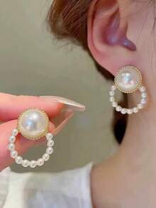 Bộ 3-5 đôi khuyên tai ngọc trai giả hình nơ, hoa, trái tim, hình học cổ điển, thanh lịch, phù hợp cho nữ, dịp Giáng sinh, ngày lễ tình nhân, đeo hàng ngày - Đỏ - Xem 6